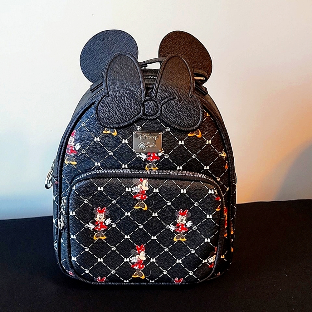 NWT! Disney Minnie Mouse Monogram backpack Purse Bag